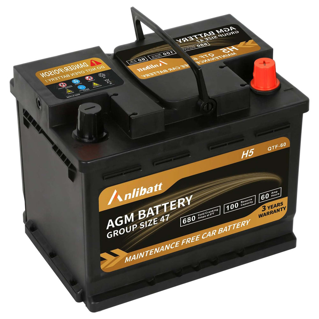 Anlibatt Platinum AGM Group 49 Battery, 12 Volt Rechargeable Automotive Batteries for Car, H8 900CCA 95Ah 160RC
