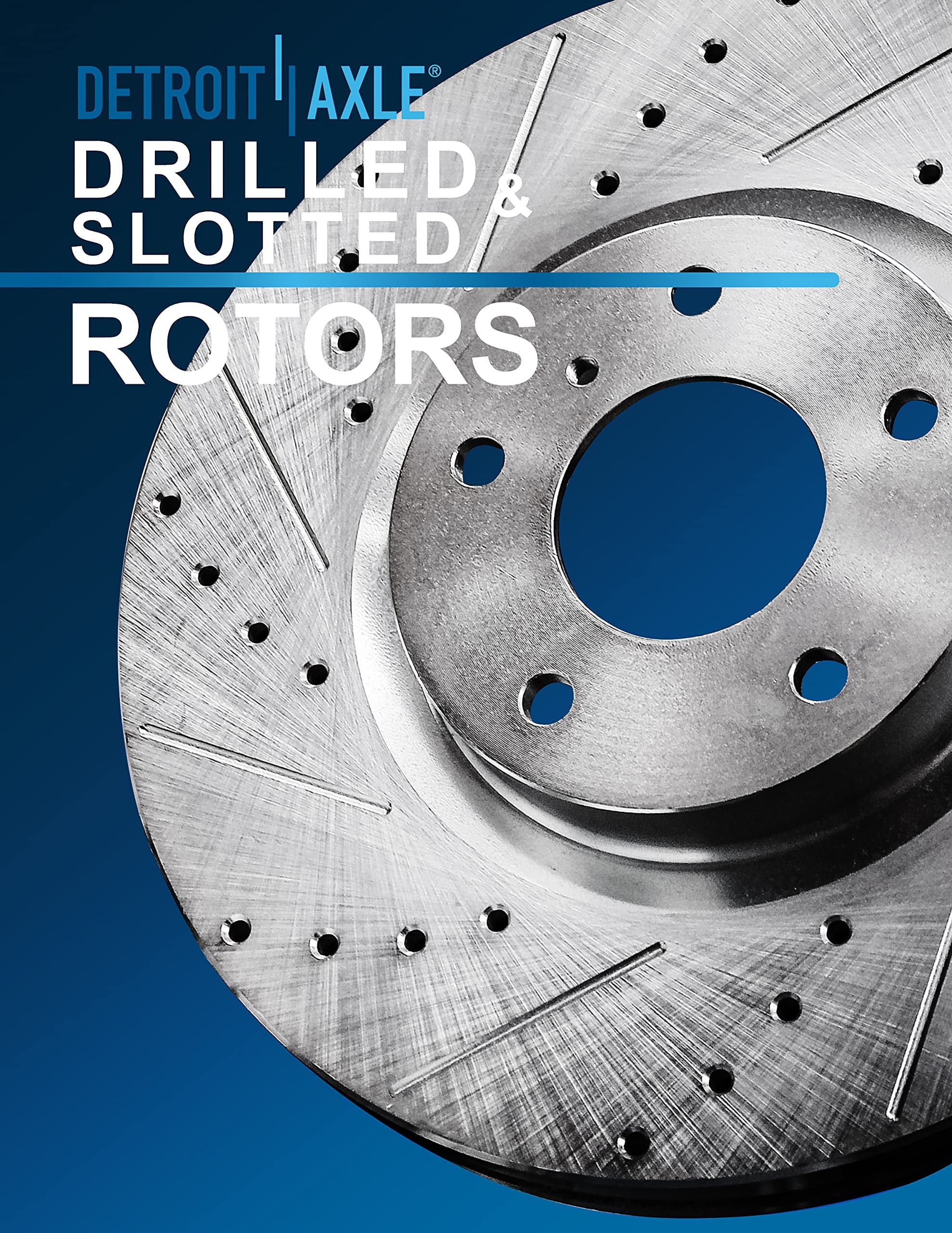 Detroit Axle - Brake Kit for 2011-2019 Ford Explorer Taurus, 2012-2019 Flex, 2011-2012 Lincoln MKS, Drilled Slotted Disc Brake Rotors Ceramic Brake Pads: 12.80 Front and 12.99 Rear Rotor
