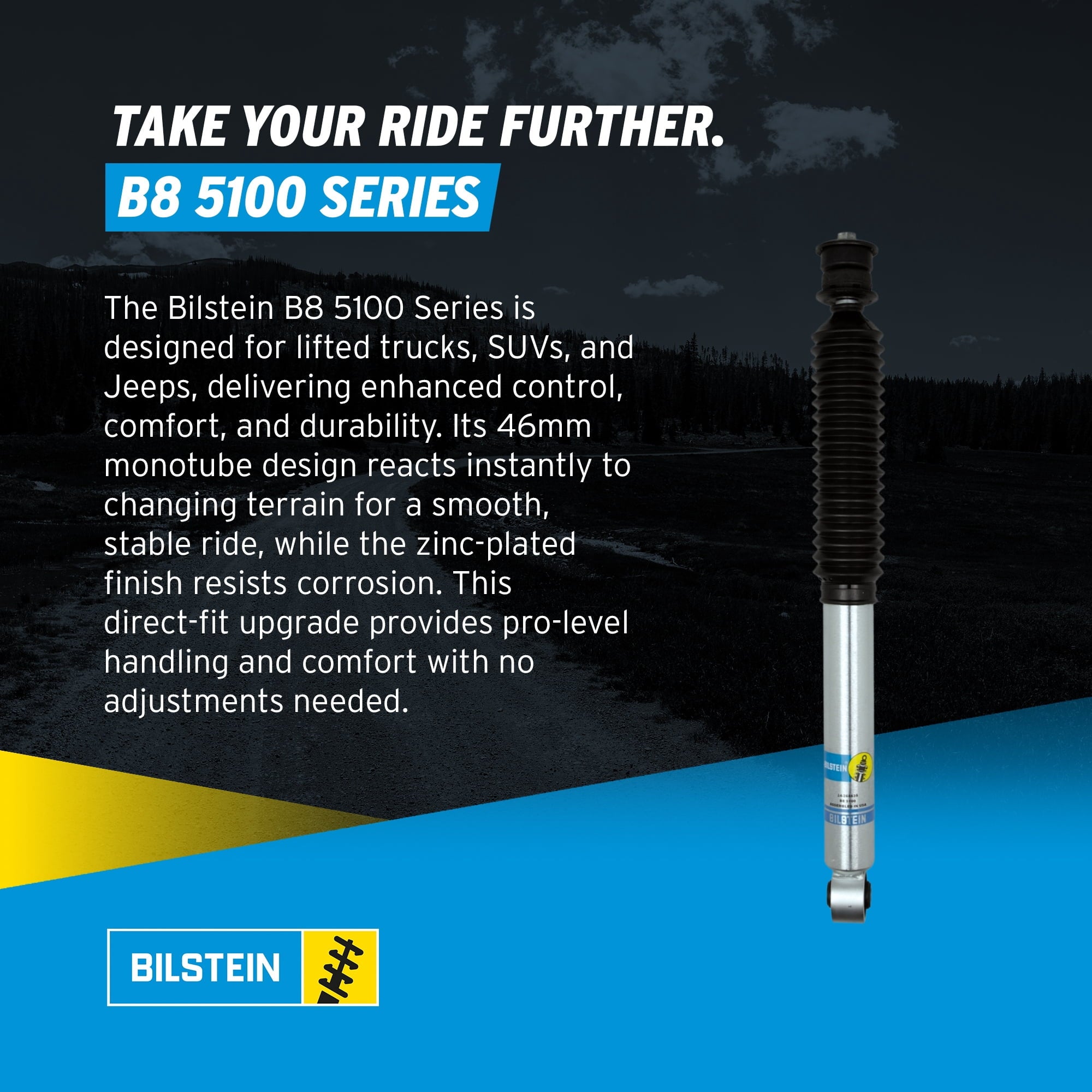 Bilstein Set of Front and Rear B8 5100 Series Shocks Compatible with 2019-2025 RAM 2500 w/o Air Suspension with 2-2.5 Front & 0-1 Rear Lift