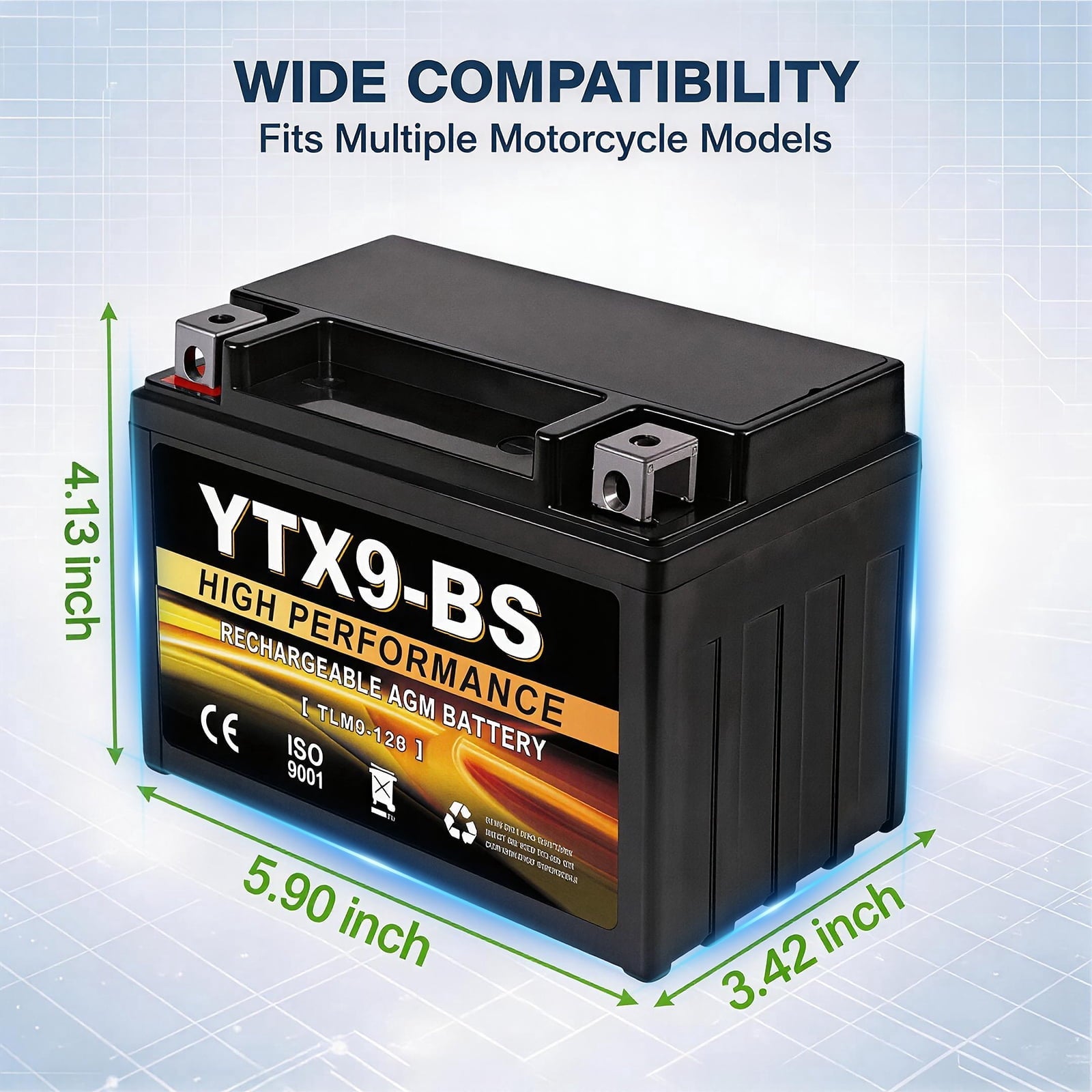 Anlibatt YTX14-BS Motorcycle Battery 12V 12Ah 200CCA Rechargeable Sealed Batteries Powersport Replacement for ATV, Scooter, Jet ski, Dirt Bike