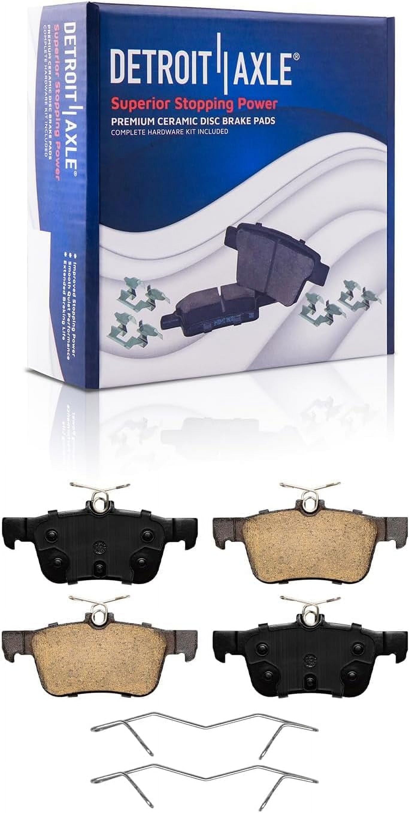 Detroit Axle - Brake Kit for 2016-2018 Lincoln MKX 2021-2023 Nautilus, Drilled Brake Rotors Brake Pads: 13.58 Front and 12.44 Solid Rear Rotor