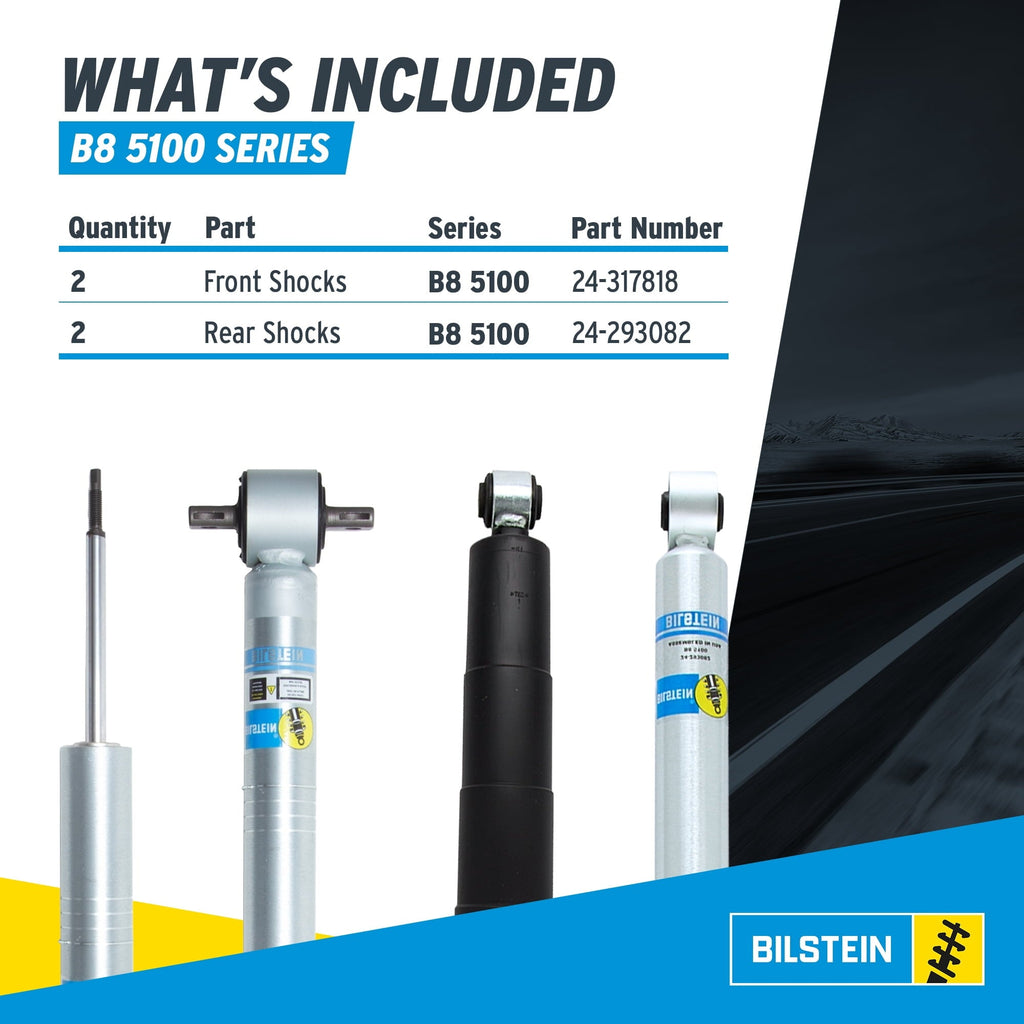 Bilstein Pair of Front B8 5100 Ride Height Adjustable Series Shocks Compatible with 2007-2013 Silverado / Sierra 1500 w/o Electronic Suspension Provides 0-1.75 Front Lift