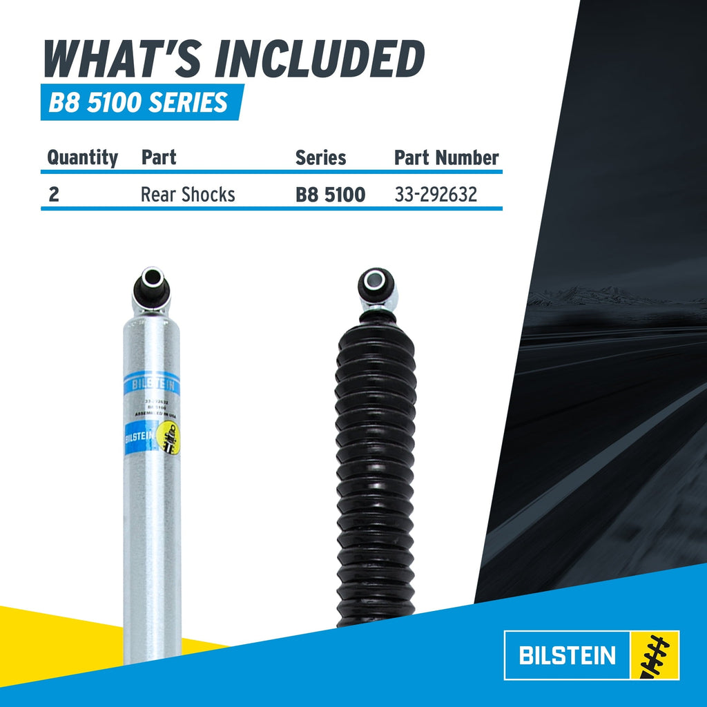 Bilstein Set of Front and Rear B8 5100 Series Shocks with Steering Stabilizer Compatible with 2020-2025 Wrangler with 2-3 Rear Lift