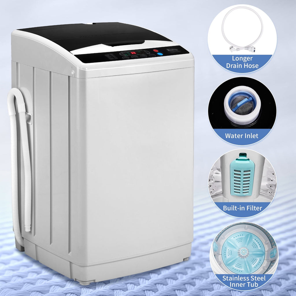 Ktaxon 17.8LBS Full Automatic Washing Machine and 3.5CuFt Portable Clothes Dryer Set, Compact Laundry Washer and Dryer Combo Set with Stainless Steel Inner Tub, for Apartment, Dorms, Home