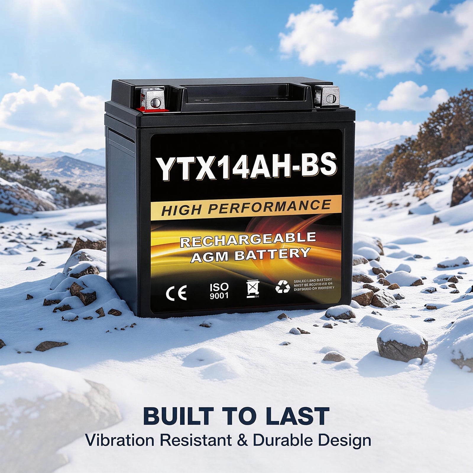 Anlibatt YTX14-BS Motorcycle Battery 12V 12Ah 200CCA Rechargeable Sealed Batteries Powersport Replacement for ATV, Scooter, Jet ski, Dirt Bike