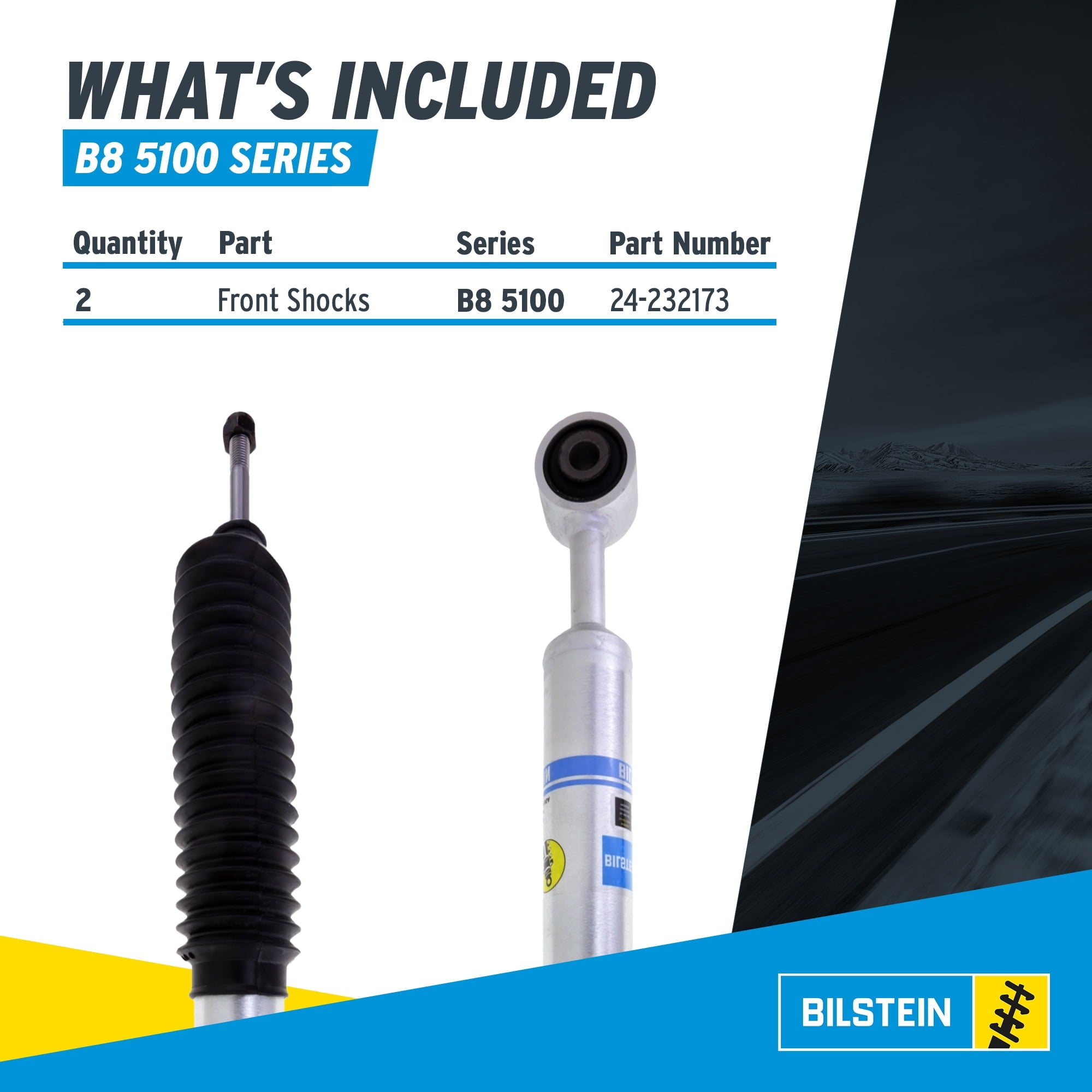 Bilstein Set of Front and Rear B8 5100 Series Shocks Compatible with 2007-2021 Tundra with 0-1 Rear Lift | Provides 0.875-2.3 Front Lift