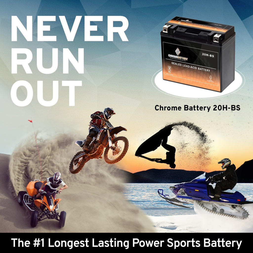 Chrome Battery Ytx20h-bs (20h-bs 12 Volts,18 Ah, 310 Cca) Motorcycle Battery for Harley-davidson 1200cc Xl Xlh Sportster, Years (1987 - 1996)