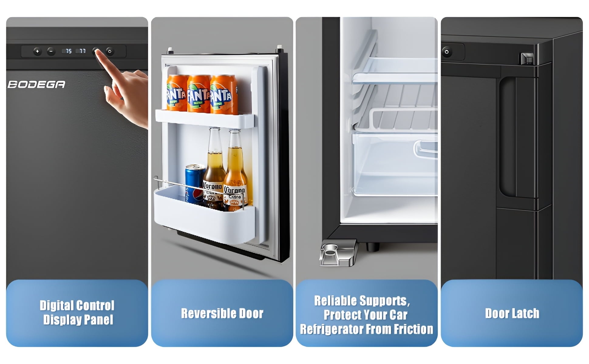 BODEGA Camper Fridge RV Refrigerator Electric Car Cooler - 12 Volt Freezer Compressor for Refrigerated Rruits and Vegetables - 45L