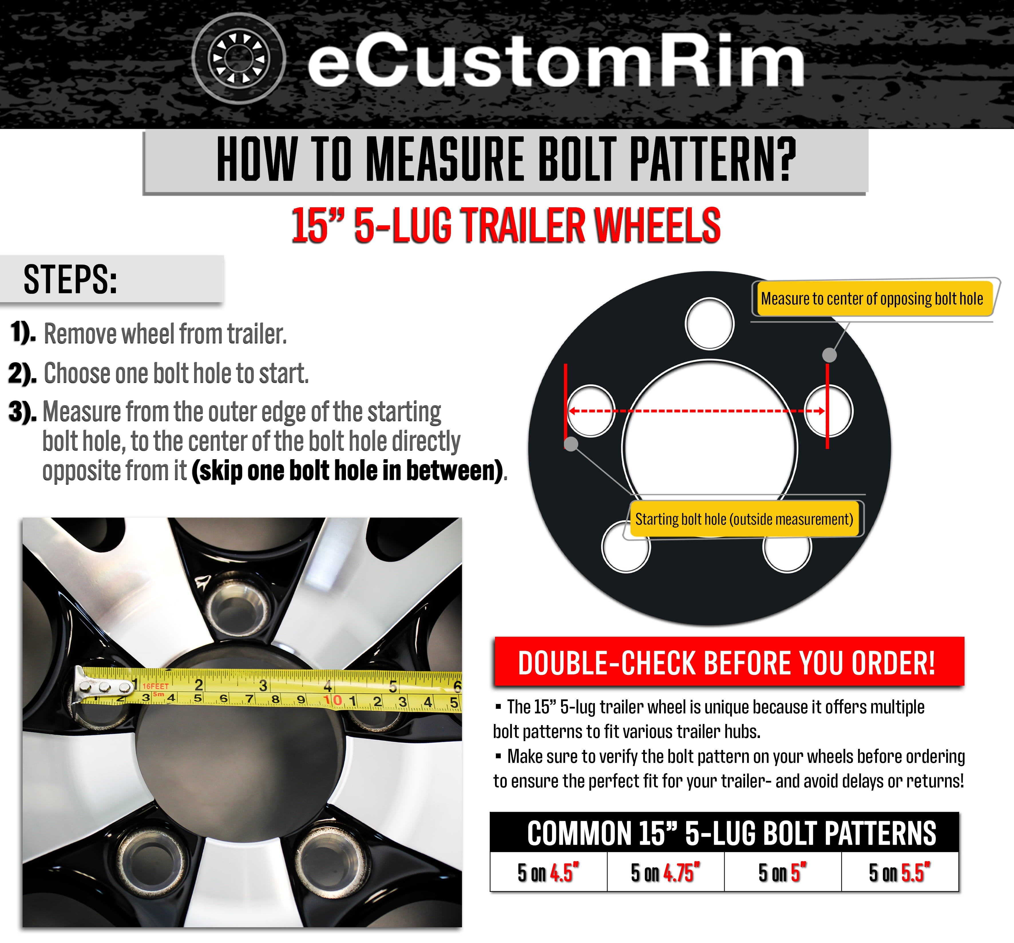 eCustomrim 2-Pack Trailer Tire Rim ST185/80D13 Load C 13 Inch 5 Lug Silver Wheel