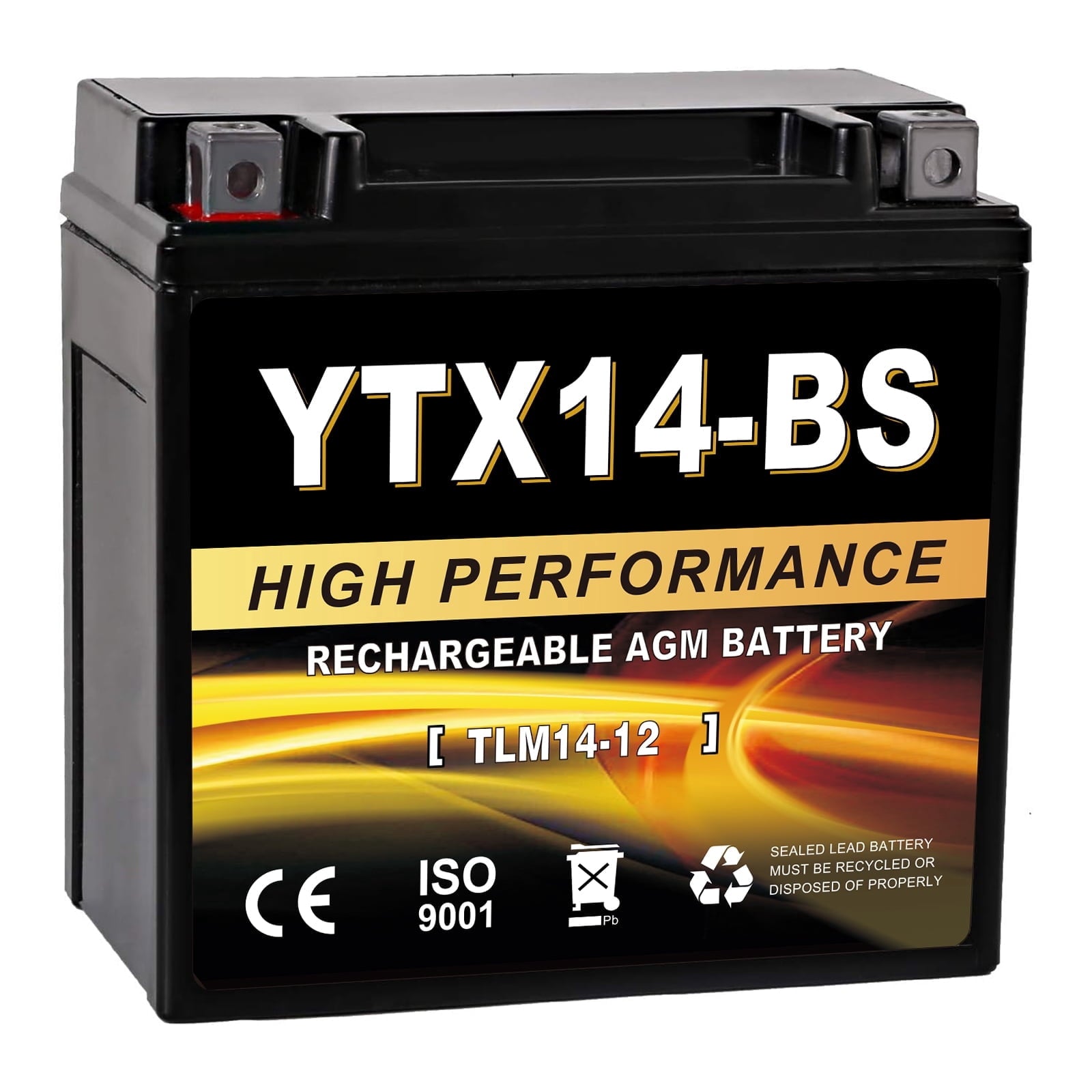 Anlibatt YTX14-BS Motorcycle Battery 12V 12Ah 200CCA Rechargeable Sealed Batteries Powersport Replacement for ATV, Scooter, Jet ski, Dirt Bike