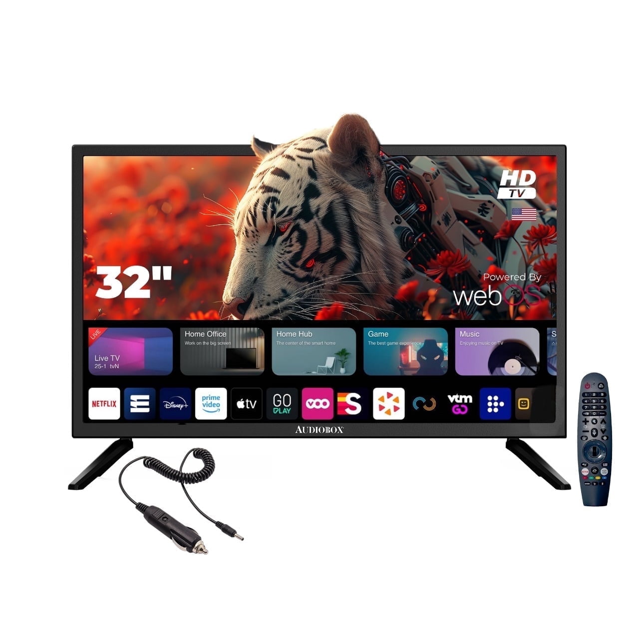 Audiobox TV-320SD-ND 32-Inch Smart LED HDTV for RV, Camping | Magic Remote, webOS Hub, Bluetooth, Dual-Band WiFi, & 12V AC/DC Compatibility