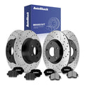 AutoShack Front & Rear Brake Rotors & Ceramic Pads for Nissan, Altima 2013-2023, AWD FWD L4 2.0L 2.5L V6 3.5L - E-Coated Drilled & Slotted - ShadowGuard