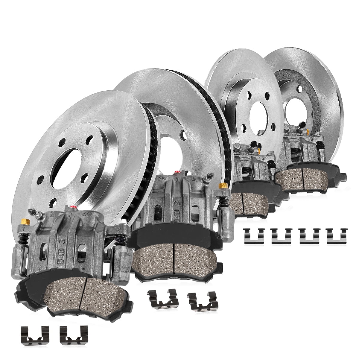 Callahan Brake Parts Brake Kit for Jeep Liberty 2003-2007 Front and Rear Replacement Brake Rotors with Ceramic Brake Pads and Brake Calipers EBYK027586