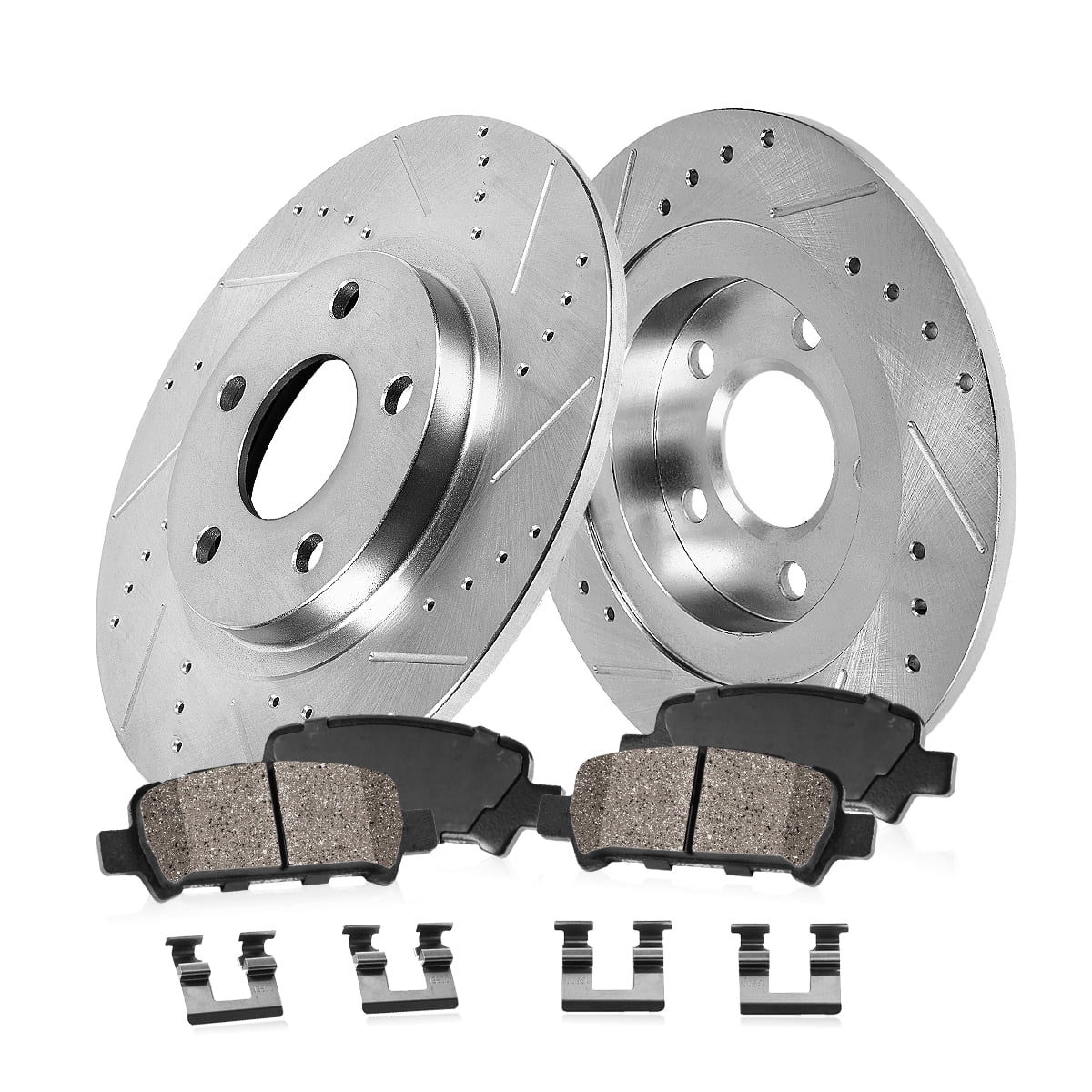Callahan Brake Parts Brake Kit for Honda Civic 2020-2024, Honda Insight 2019-2022 Rear Drilled and Slotted Brake Rotors with Ceramic Brake Pads EBYK044636