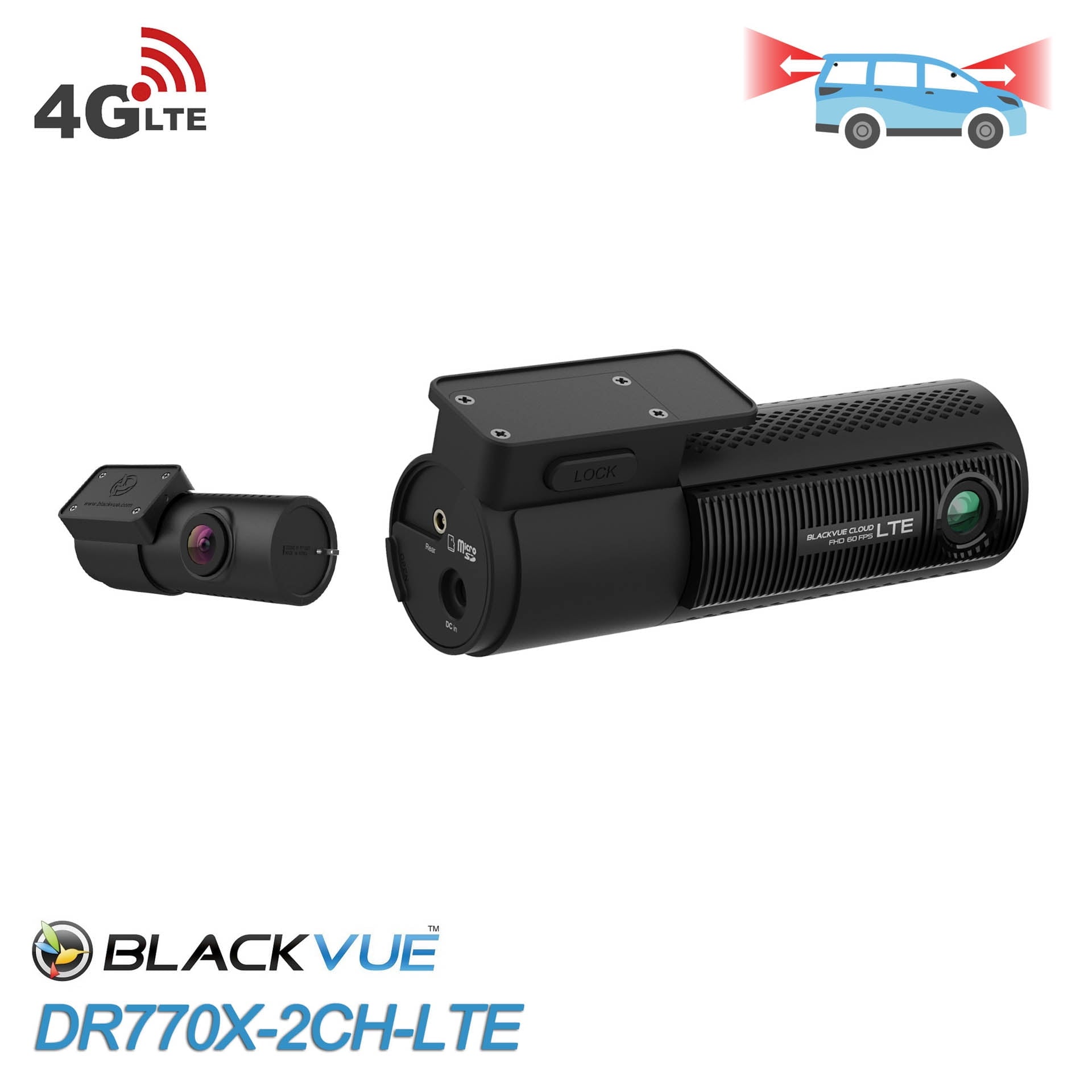 DR770X-2CH-LTE Dual Lens Dash Cam w/ Built-In 4G-LTE & 64GB Card | 1080P FULL HD Front + Rear