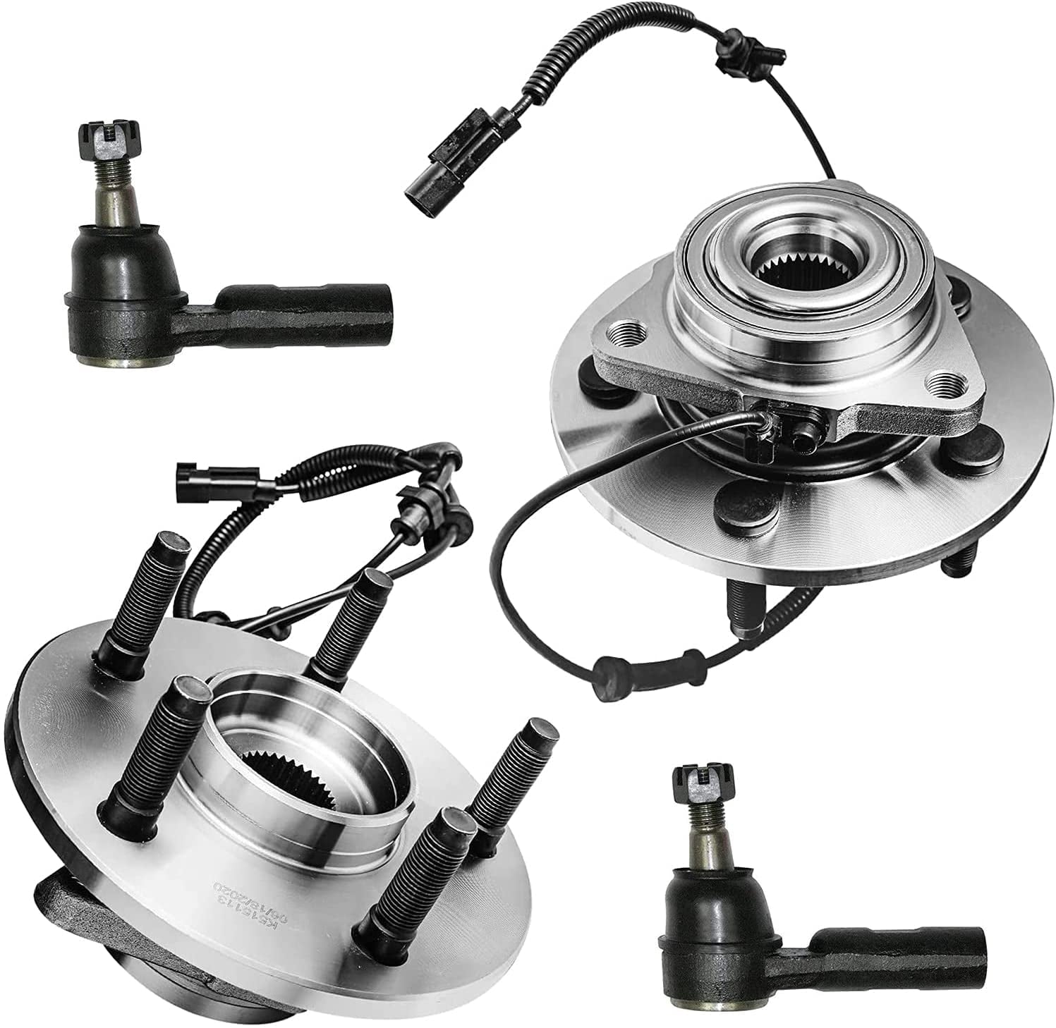 Detroit Axle - 5LUG Front Wheel Bearing & Hubs Assembly and Outer Tie Rods Replacement for 2006 2007 2008 Dodge Ram 1500 [Excludes Mega Cab]