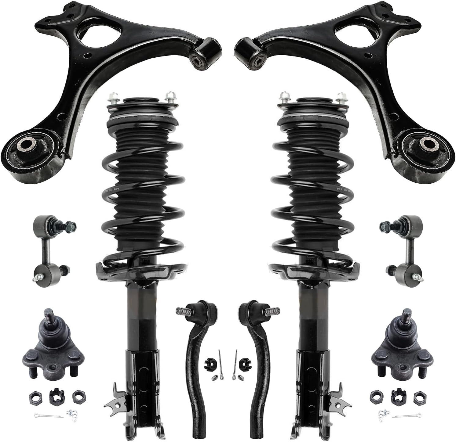 Detroit Axle - Front Struts Kit for 2006-2011 Honda Civic 2 Struts with Coil Spring 2 Outer Tie Rods 2 Lower Control Arms 2 Lower Ball Joints 2 Sway Bars 2007 2008 2009 2010 Replacement Suspension Kit