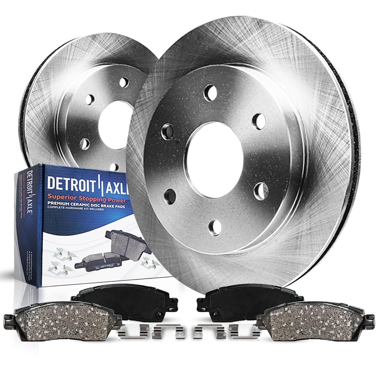 Detroit Axle - Rear Brake Kit for Chevy GMC Silverado Suburban Sierra Yukon XL 1500 Tahoe Avalanche Escalade ESV EXT Disc Brake Rotors Ceramic Brake Pads