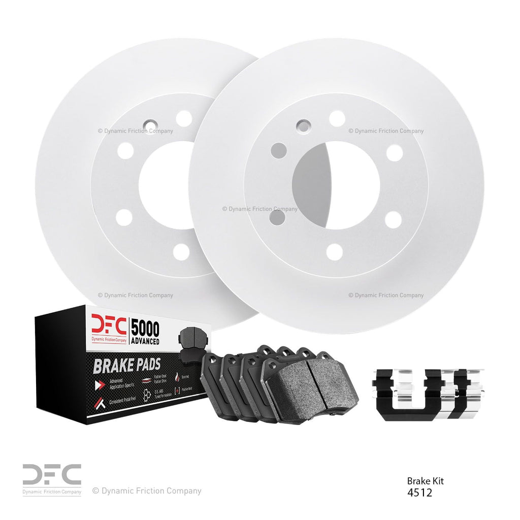 Dynamic Friction Company Rear Brake Geospec Rotors with 5000 Advanced Brake Pads includes Hardware - 4512-45077