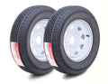 FREE COUNTRY Trailer Tire Wheel Assembly ST205/75R15 10-Ply E 110M Heavy Duty 2400lbs w/ 5 Lug on 4.5 PCD White Spoke Rim ,SET 2