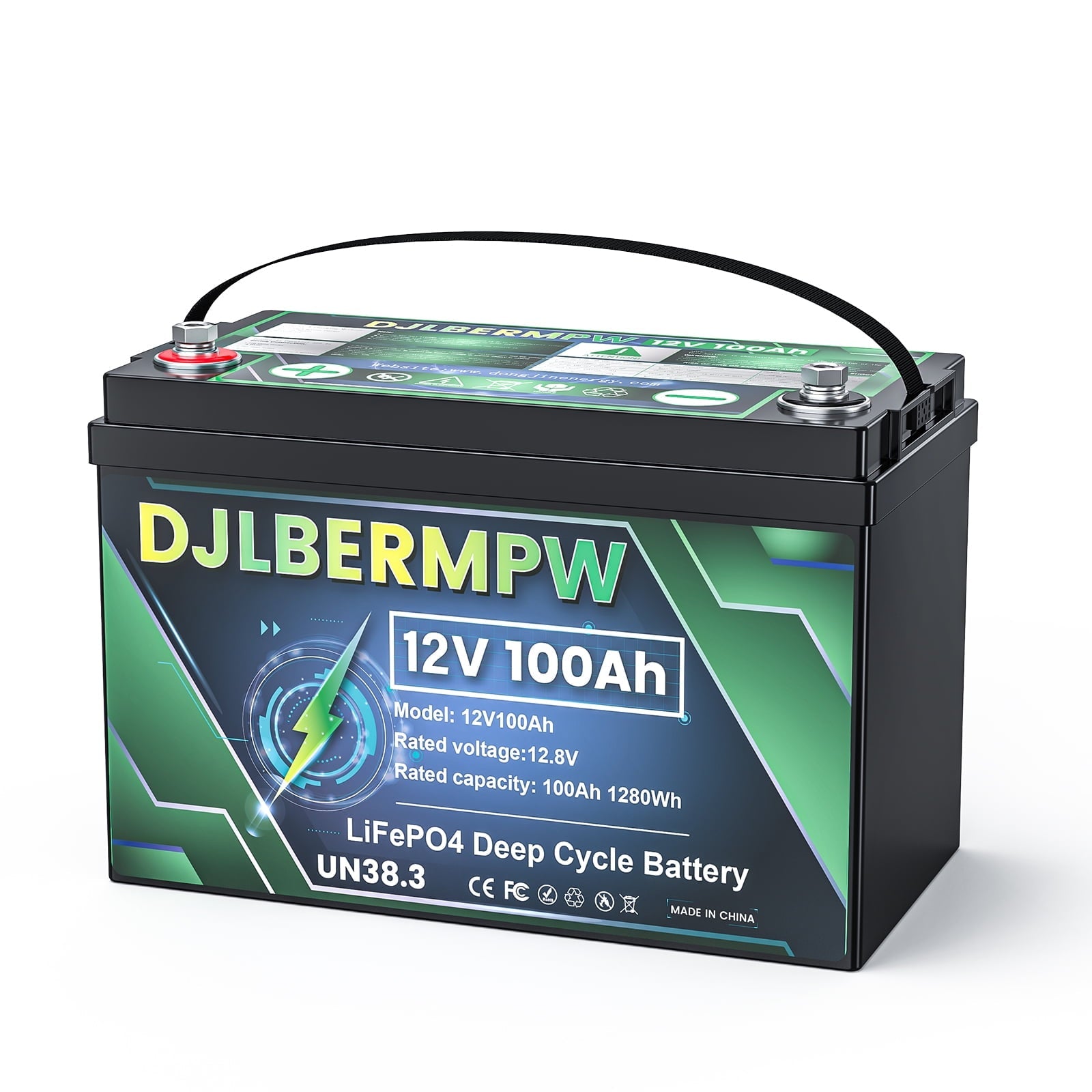 12V 100Ah Lithium Battery, 100A BMS Deep Cycle LiFePO4 Battery for Marine, RV, Solar System, Trolling Motor, Boat
