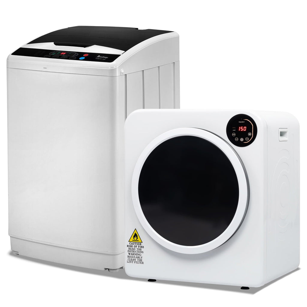Ktaxon 17.8LBS Full Automatic Washing Machine and 3.5CuFt Portable Clothes Dryer Set, Compact Laundry Washer and Dryer Combo Set with Stainless Steel Inner Tub, for Apartment, Dorms, Home
