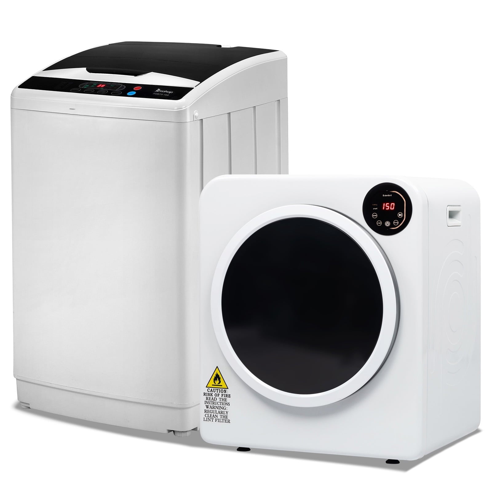 Ktaxon 17.8LBS Full Automatic Washing Machine and 3.5CuFt Portable Clothes Dryer Set, Compact Laundry Washer and Dryer Combo Set with Stainless Steel Inner Tub, for Apartment, Dorms, Home