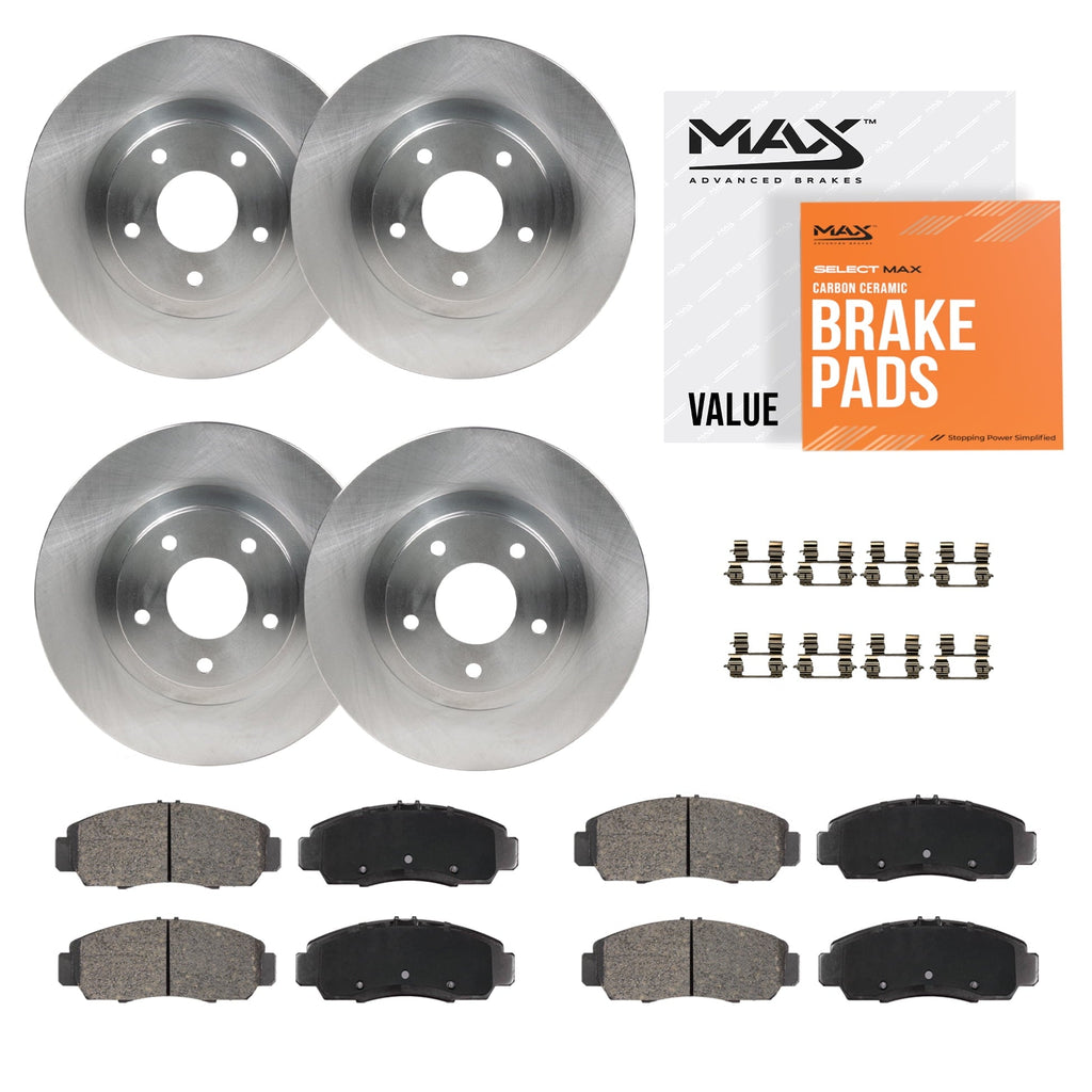 Max Advanced Brakes - Brake Kit for 2006 2007 2008 2009 2010 Chevy Impala 2006 2007 Monte Carlo Front and Rear Replacement Disc Brake Rotors and Ceramic Brake Pads