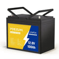 POERUNI 12V 100Ah LiFePO4 Lithium Battery Built-in BMS Cycle Deep for Solar RV Off-grid