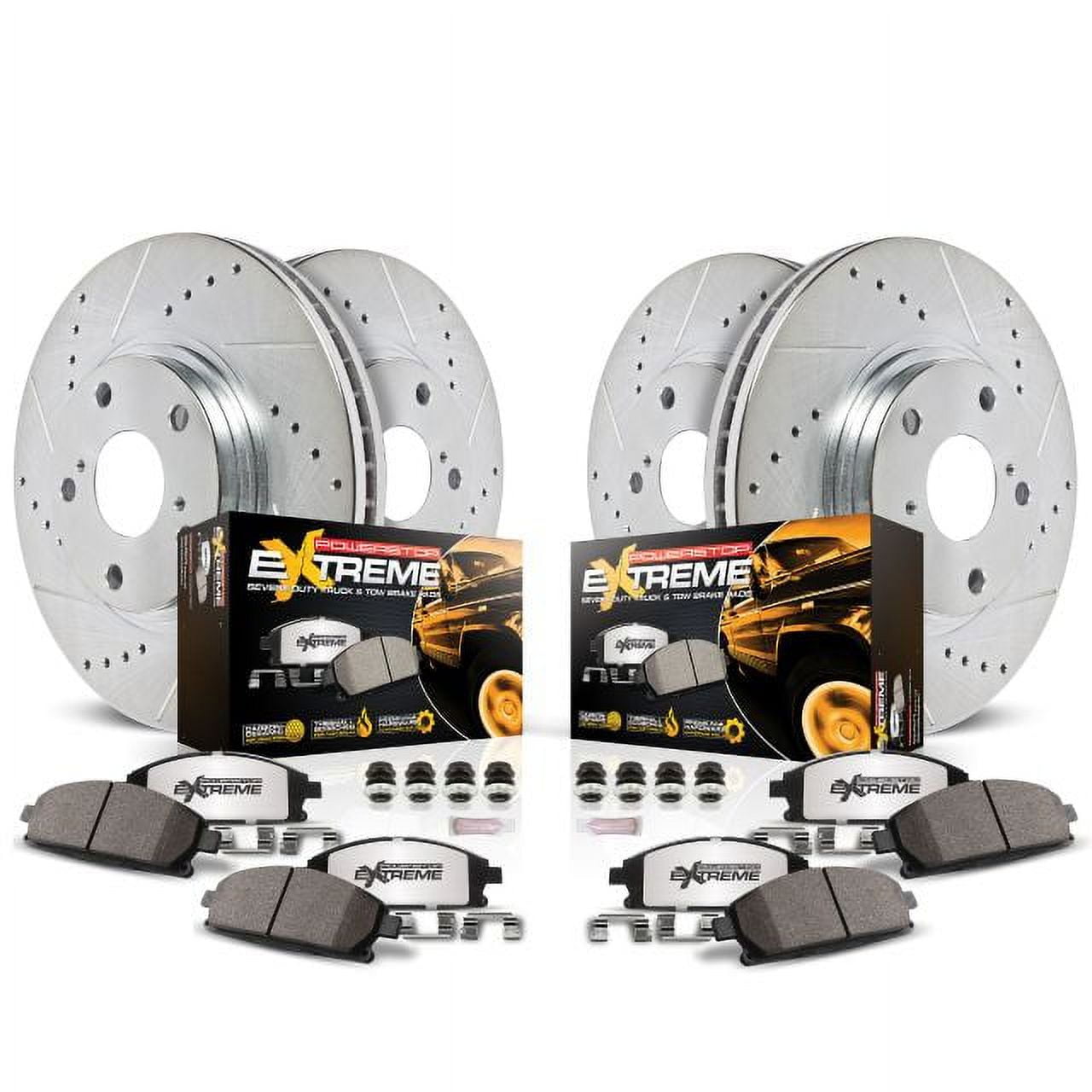 PowerStop Front and Rear Z36 Truck & Tow Carbon-Fiber Ceramic Brake Pad and Drilled and Slotted Rotor Kit Fits: DODGE Select Models K5468-36