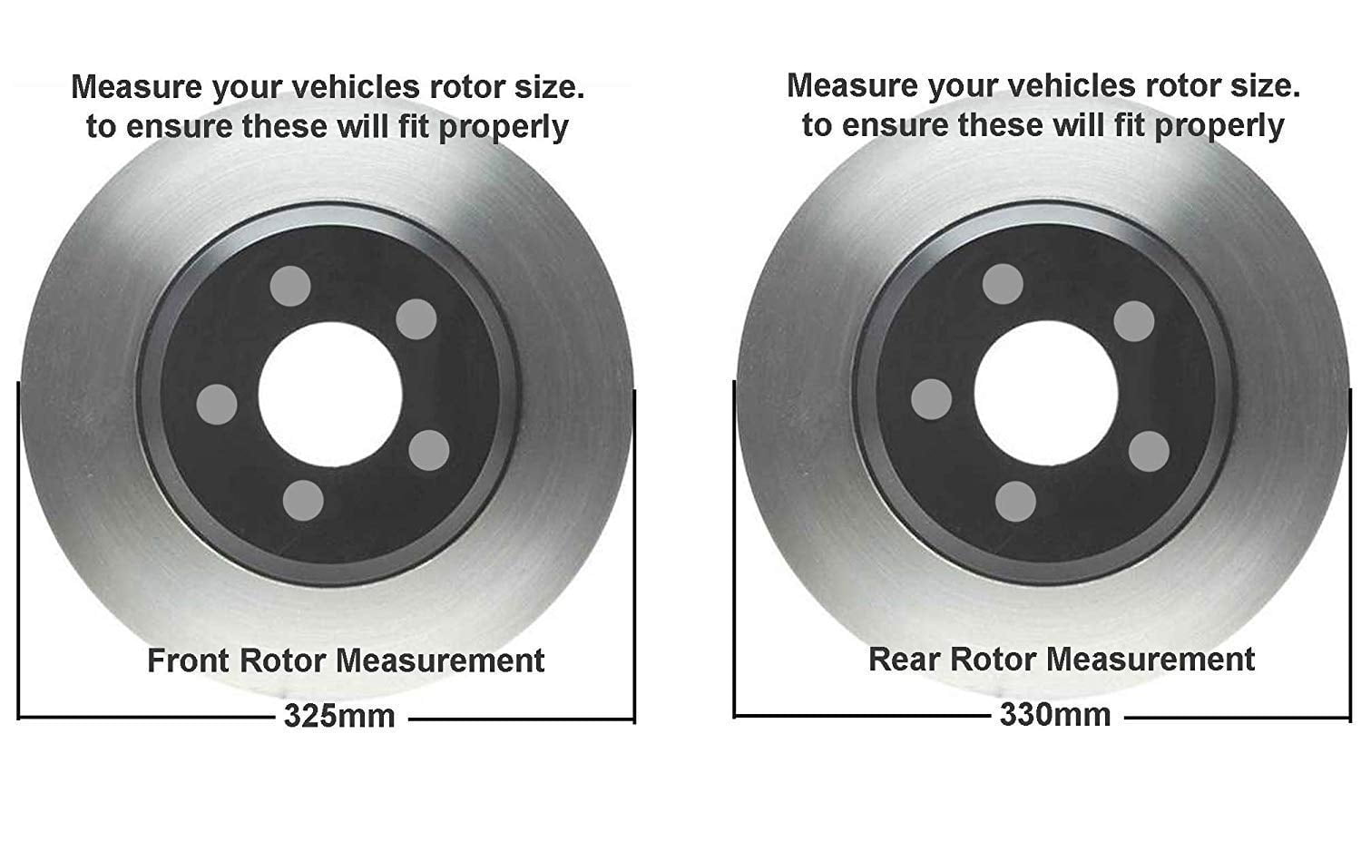 Detroit Axle - Brake Kit for 2011-2019 Ford Explorer Taurus, 2012-2019 Flex, 2011-2012 Lincoln MKS, Drilled Slotted Disc Brake Rotors Ceramic Brake Pads: 12.80 Front and 12.99 Rear Rotor