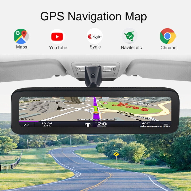 360-degree Panoramic 4CH Cameras Lens Car Dvr Backup Mirror Dash Camera with Gps