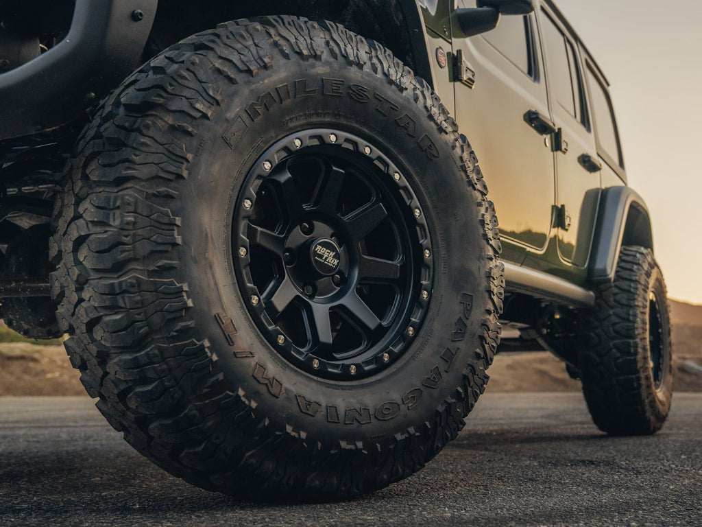 RockTrix RT116 17 inch Wheel Compatible with Jeep Wrangler JK JL 17x9 5x5 Wheels (-12mm Offset, 4.5in Backspace) 5x5 PCD, 71.5mm Bore, Gunmetal Gray Wheels, Also fits Gladiator JT Rims