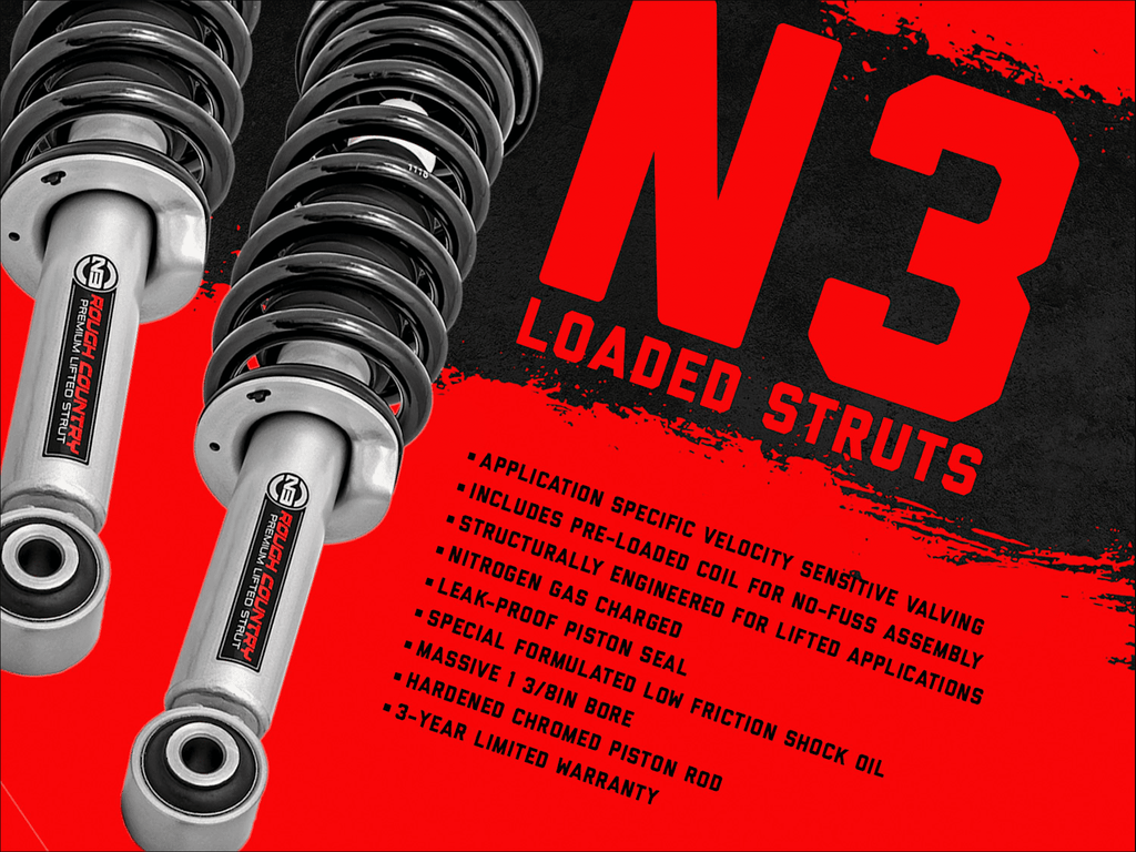 Rough Country 3 Loaded N3 Lifted Struts for 2005-2023 Toyota Tacoma - 501139