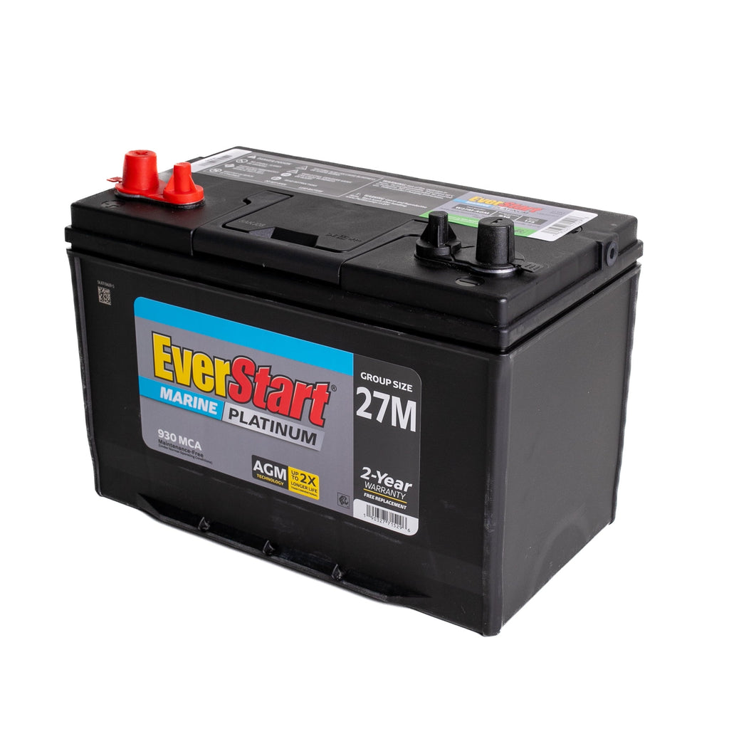 EverStart Platinum AGM Marine Deep Cycle Battery, Group 27M, 930 MCA, 175 RC, 12V, Vehicle Batteries