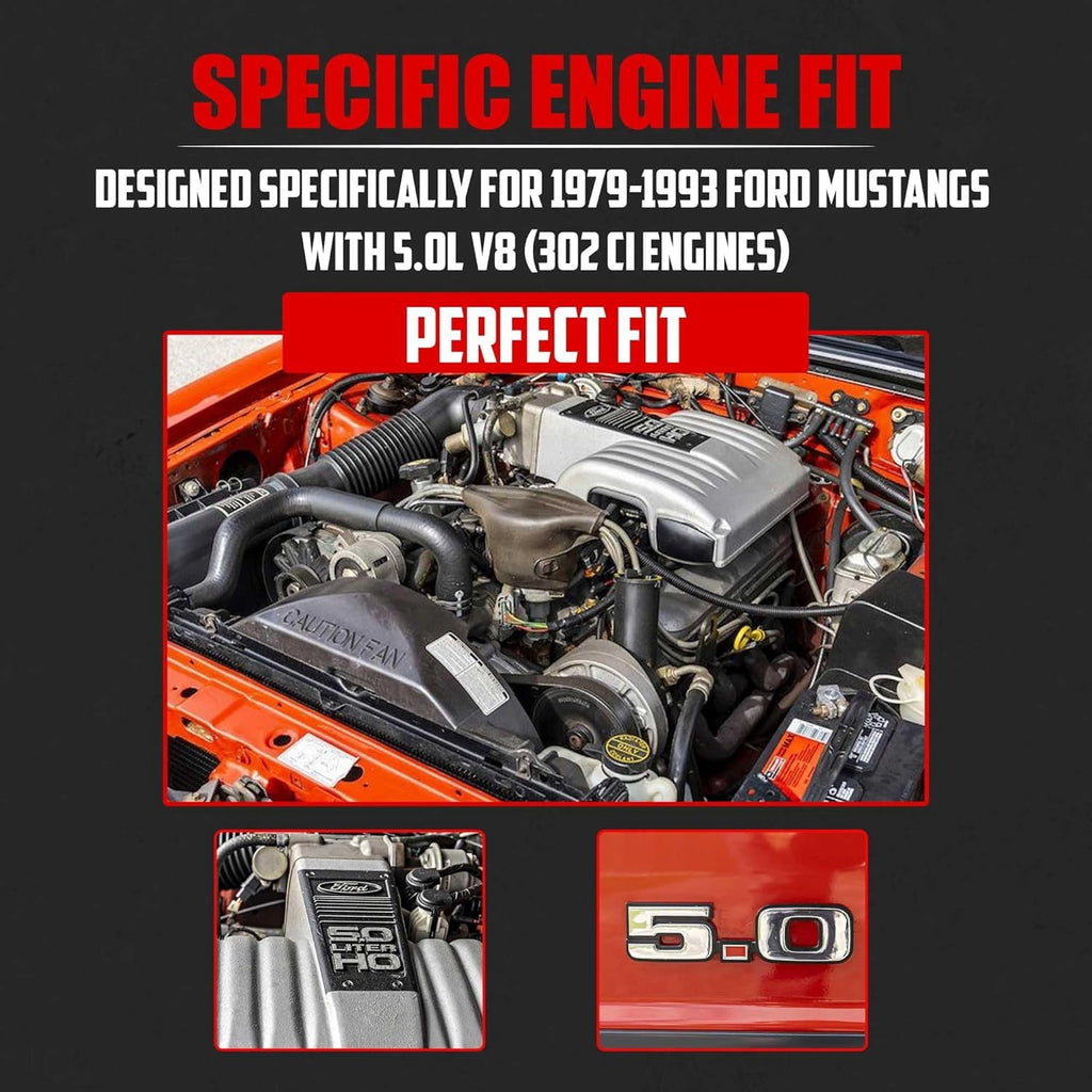 Polished 304 Stainless Steel Shorty Headers for 1979 1993 Ford Mustang 5.0L V8 Fox Body GT LX Upgraded Copper Gaskets Direct Bolt On Exhaust Manifold (Shorty Headers)