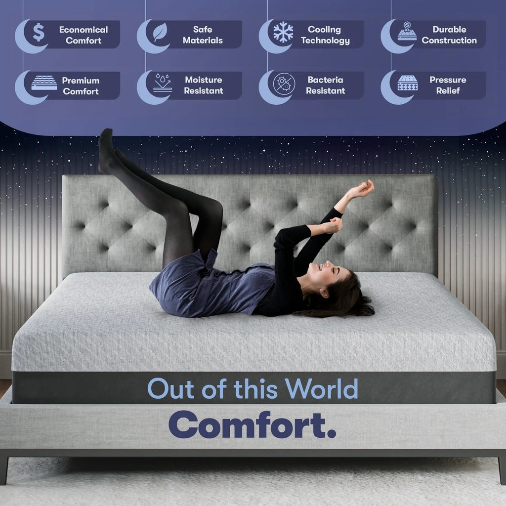 Celestial Sleep Gel Memory Foam Mattress in a Box, Made in The USA, CertiPUR-US, Oeko-Tex, and Fiberglass-Free Certified Bed, 12 inch Medium Soft - Split King