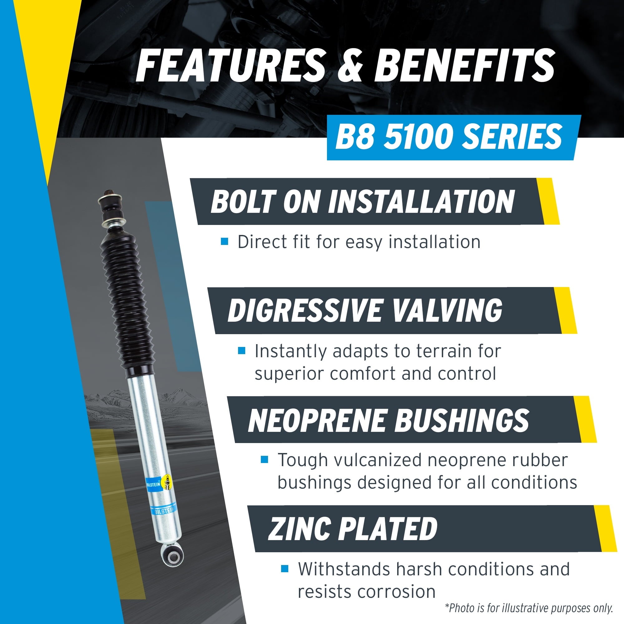 Bilstein Pair of Rear B8 5100 Series Shocks Compatible with 1999-2016 F250/F350 4WD with 0-1 Rear Lift