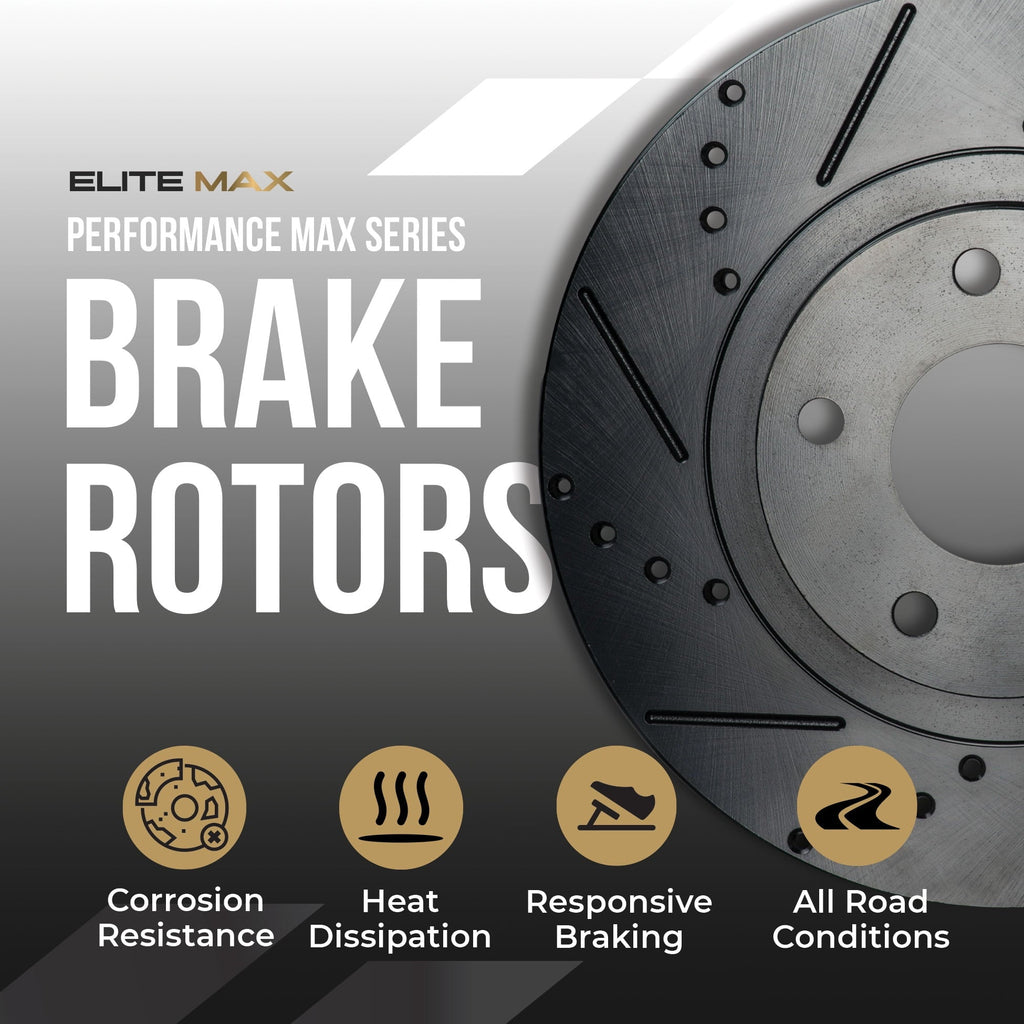 Max Advanced Brakes - Brake Kit for 2017 2018 2019 2020 Acura MDX w/ 3.5 V6 Engine Front and Rear Replacement Cross Drilled Disc Brake Rotors and Ceramic Brake Pads