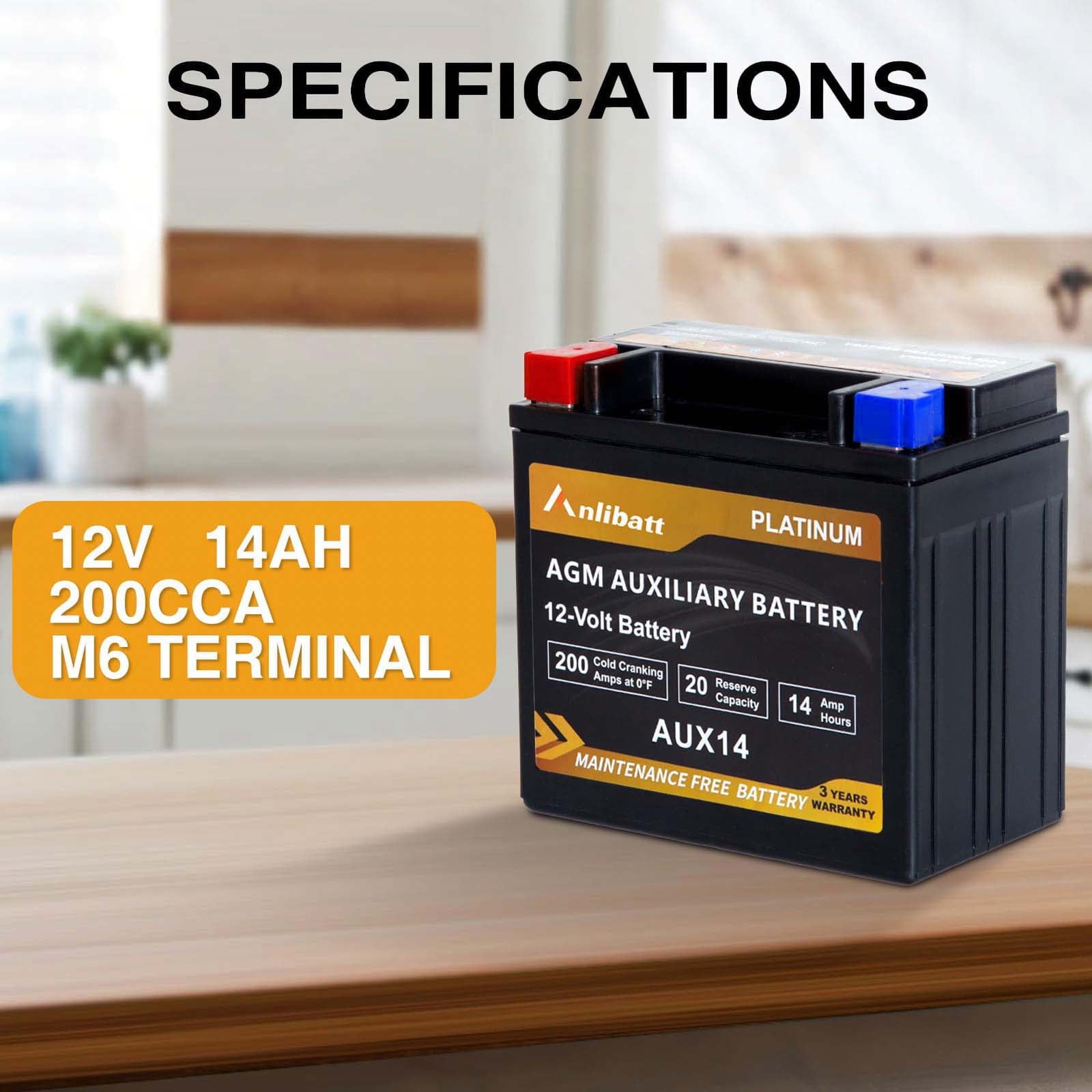 Anlibatt Platinum AGM Group 49 Battery, 12 Volt Rechargeable Automotive Batteries for Car, H8 900CCA 95Ah 160RC