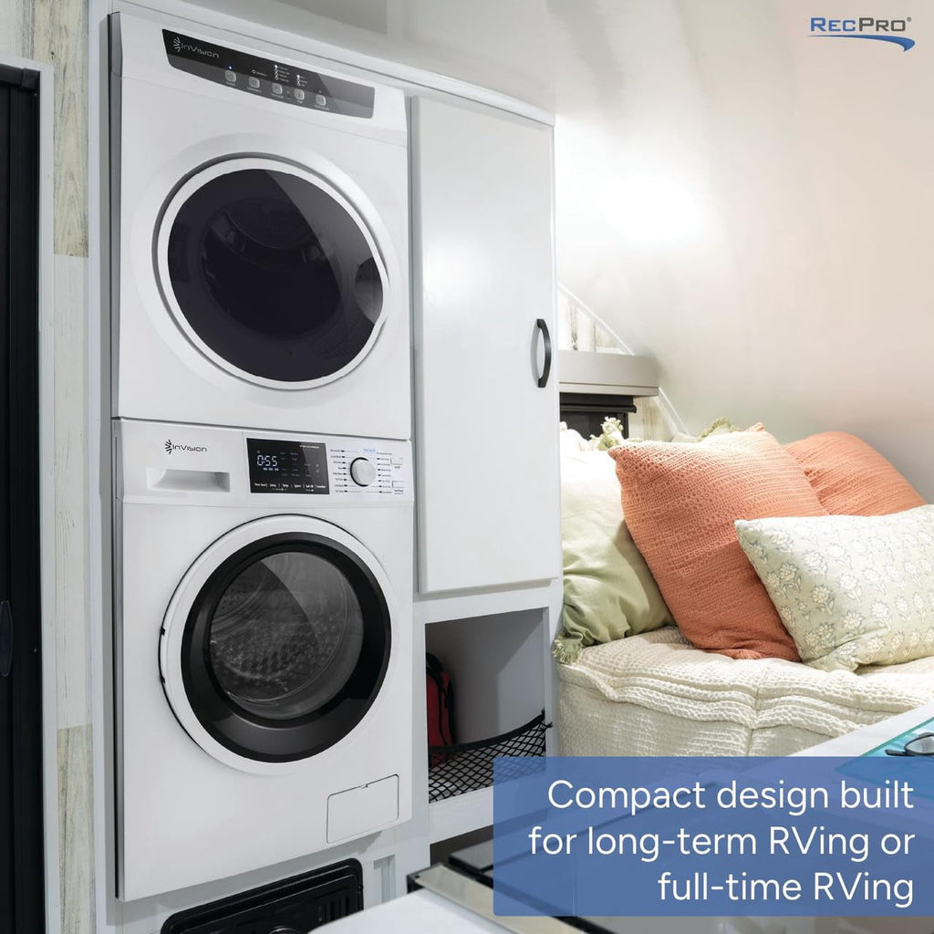 RecPro RV 2.5 Cu Ft White Washing Machine and Dryer Combo Options | Stacking Mounting Kit | Front Load Washer and Dryer (Washing Machine and Dryer Combo)
