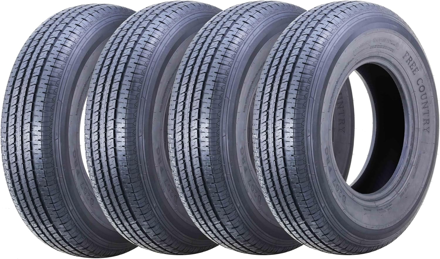 Free Country ST 205/75R15 8 Ply /Load Range D w/Scuff Guard Trailer Tires, Set of 4