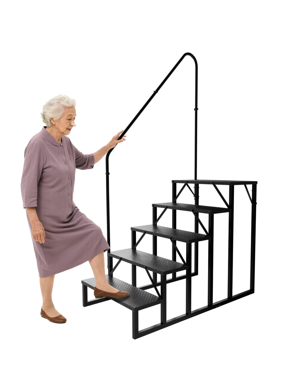Fruyyzl Black 5 Step, 52.83 in x 68.11 in, Metal RV Steps, Anti-Slip with Wrenches