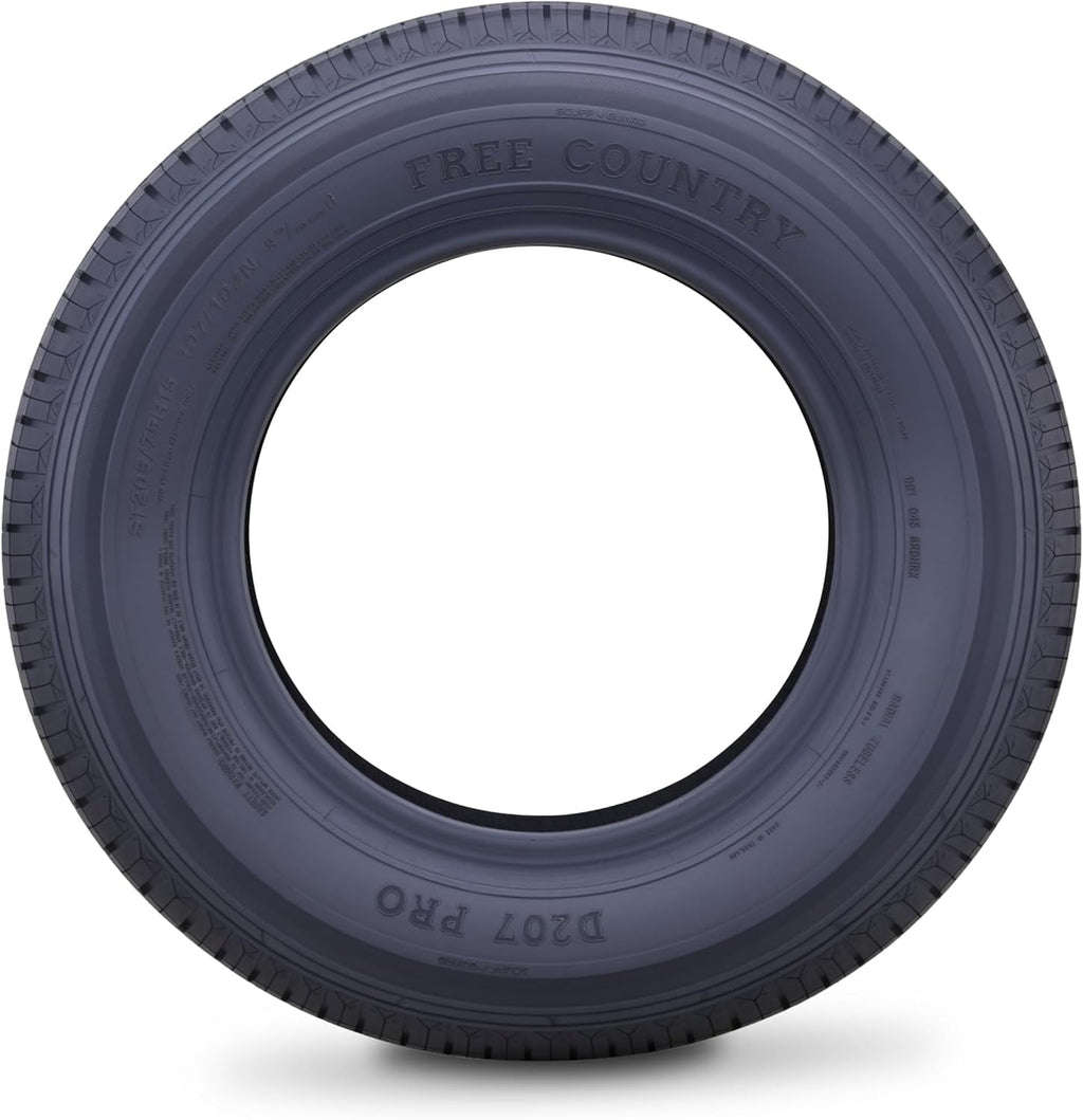 Free Country ST 205/75R15 8 Ply /Load Range D w/Scuff Guard Trailer Tires, Set of 4