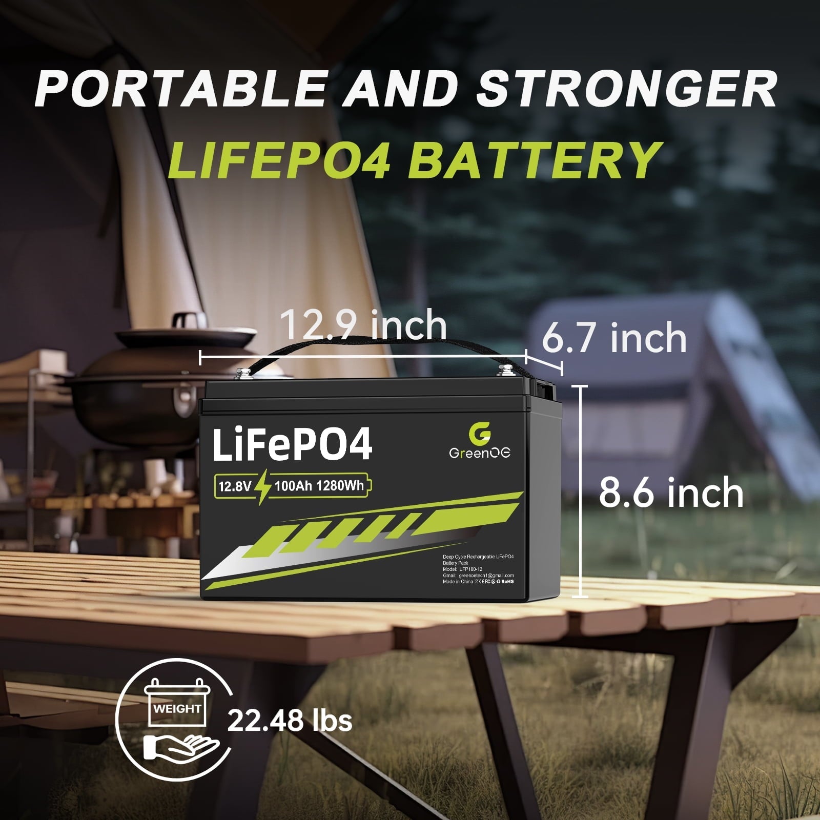 ‎GreenOE 12V 100Ah LiFePO4 Battery Group 31 with Built-in 100A BMS, 15000 Deep Cycles Rechargeable Lithium Battery Prefect for Solar System, Rvs, Marine, Vans, Trailer,Trolling Motor, Backup, 1 Pack