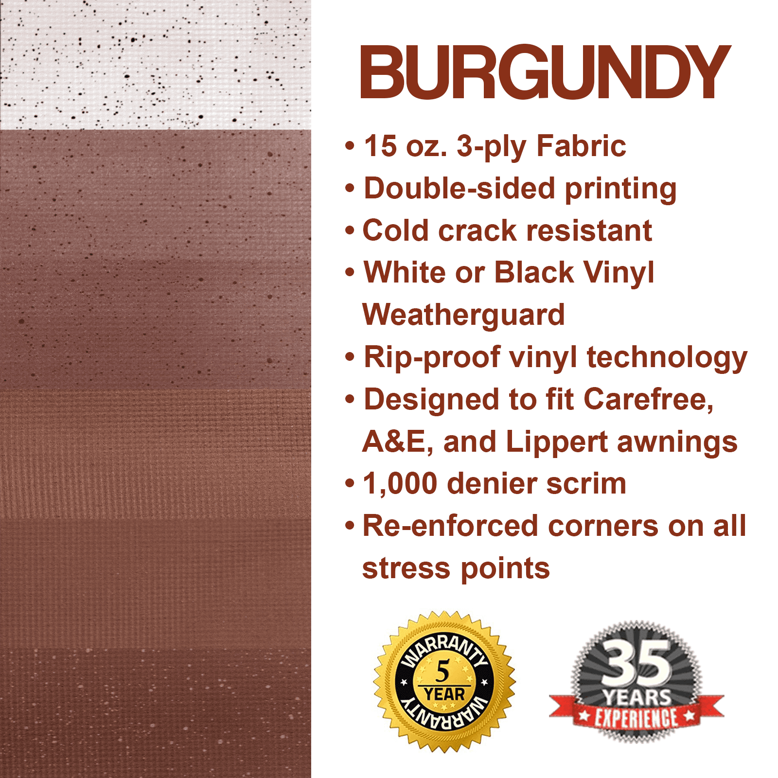 ShadePro Heavy Duty Vinyl RV Awning Fabric Replacement