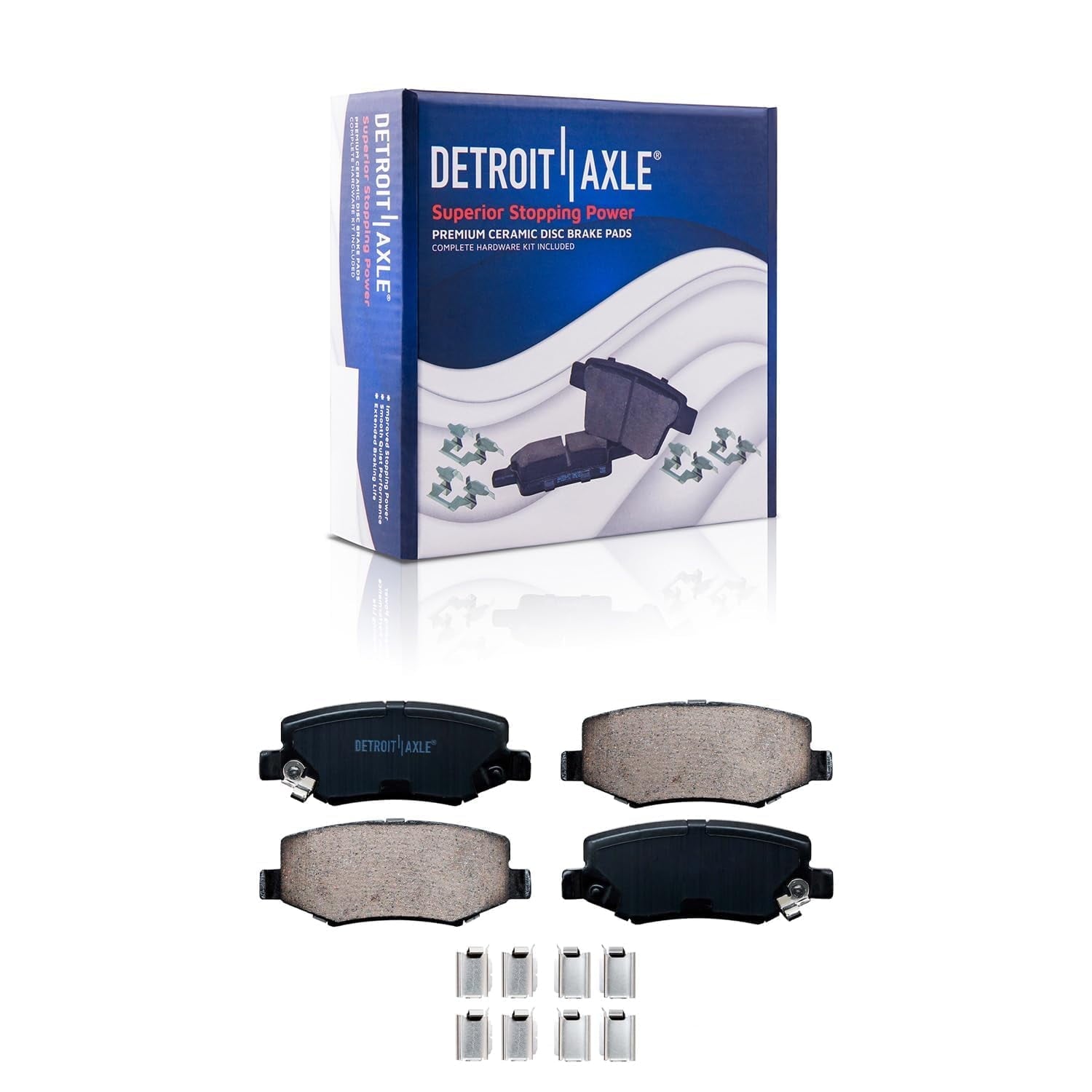 Detroit Axle - Brake Pads for Dodge Nitro Jeep Liberty Wrangler JK, Front & Rear Ceramic Brake Pads w/Hardware Replacement