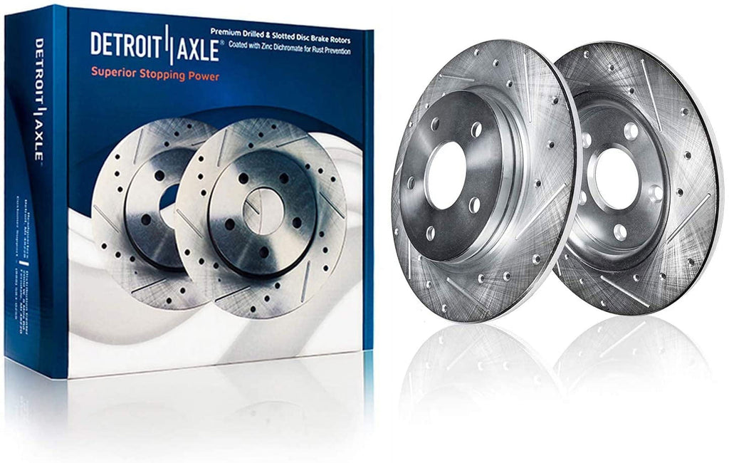 Detroit Axle - Brake Kit for 2012-2017 Toyota Camry 2013-2018 Avalon Lexus ES350 ES300h Drilled & Slotted Brakes Rotors Ceramic Brake Pads Front and Rear Replacement