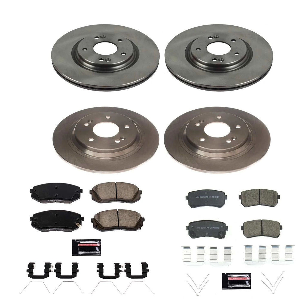 PowerStop Front and Rear Stock Replacement Brake Pad and Rotor Kit Fits: HYUNDAI KIA Select Models KOE8286
