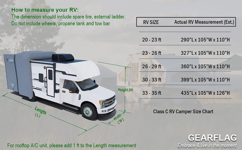 GEARFLAG Class C RV Camper Cover Fits 20'-23', Gray, Multi-Layers Top Fabric, Adjustable Covers, Reinforced Windproof RV Cover Motorhome 292L x 105W x 110H in, 1 Piece